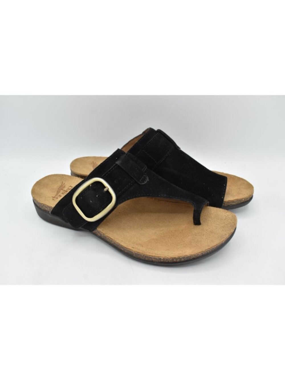 Dansko Womens EU Size 37 Rylee Black Suede Buckle Toe Loop Sandals Shoes - Picture 4 of 11